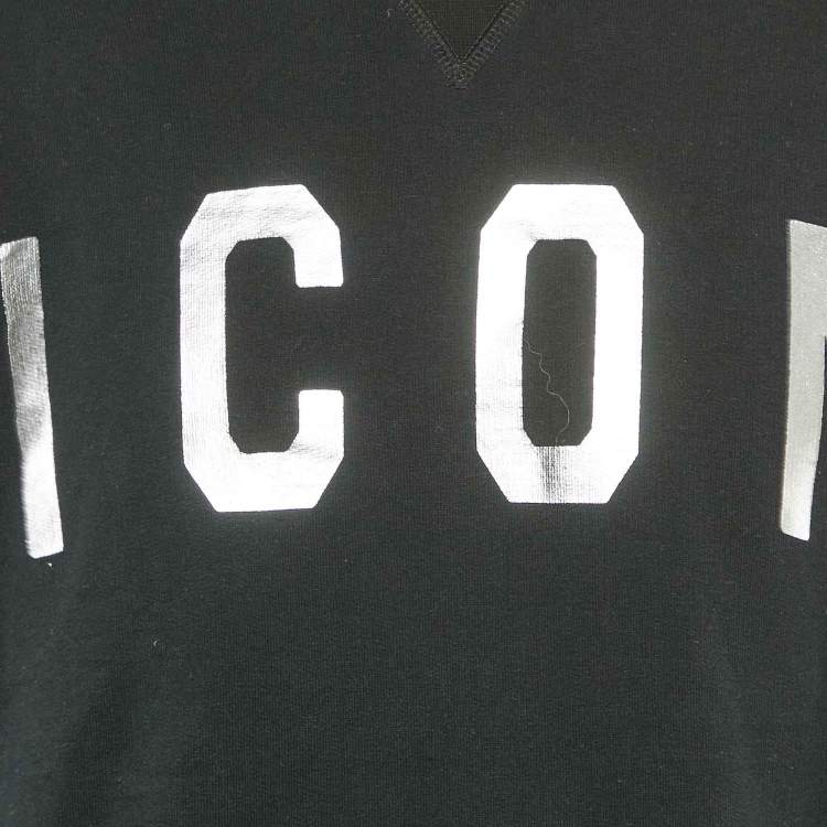 Pre Owned Dsquared2 Black Icon Print Cotton Cool Fit Sweatshirt XL
