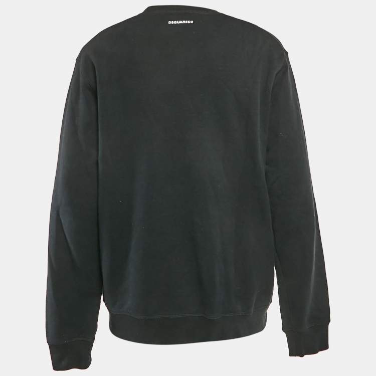 Pre Owned Dsquared2 Black Icon Print Cotton Cool Fit Sweatshirt XL