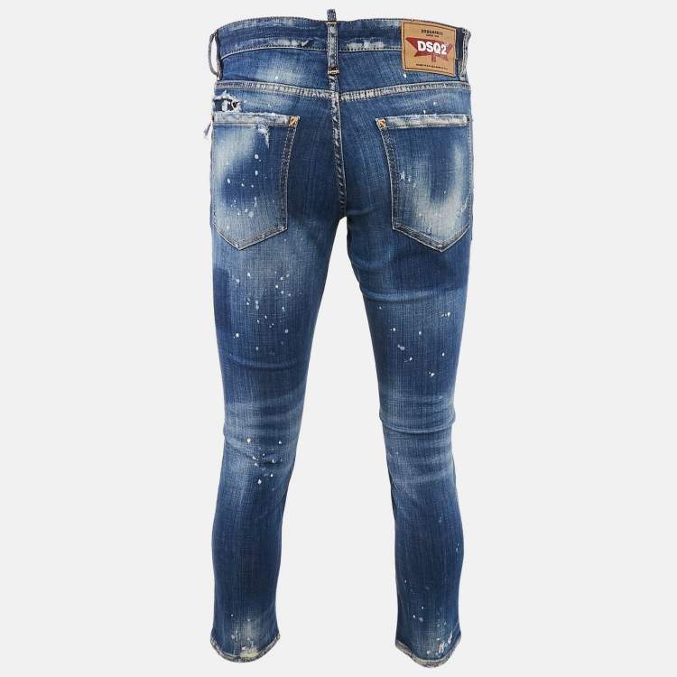 Pre Owned Dsquared2 Blue Distressed Denim Jeans S Waist 31"