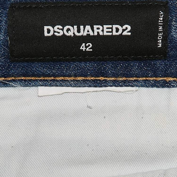 Pre Owned Dsquared2 Blue Distressed Denim Jeans S Waist 31"