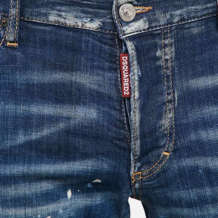 Pre Owned Dsquared2 Blue Distressed Denim Jeans S Waist 31"