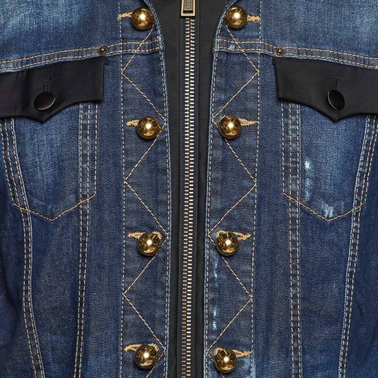 Pre Owned Dsquared2 Navy Blue Zip-Up Officer Jacket L