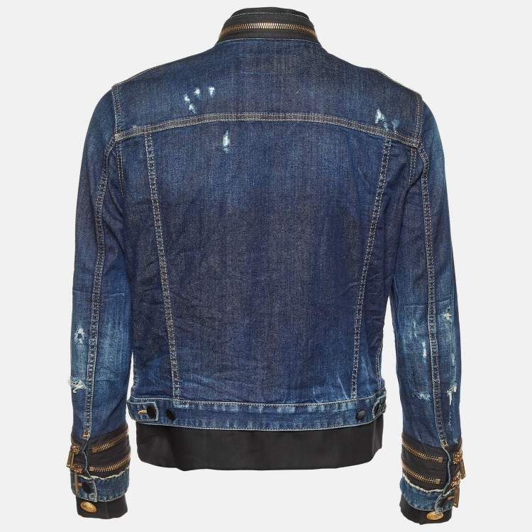 Pre Owned Dsquared2 Navy Blue Zip-Up Officer Jacket L