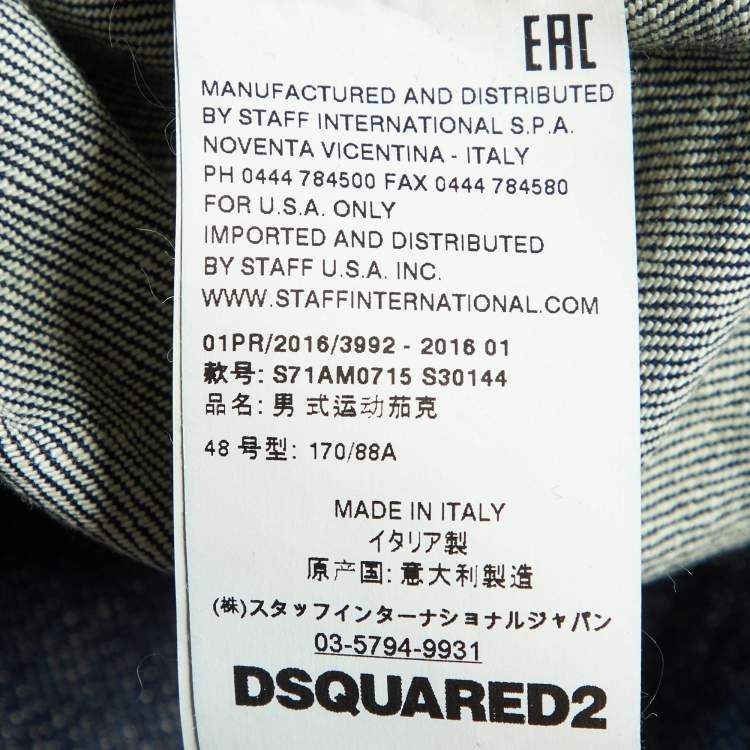 Pre Owned Dsquared2 Navy Blue Raw Edge Layered Denim Jacket M