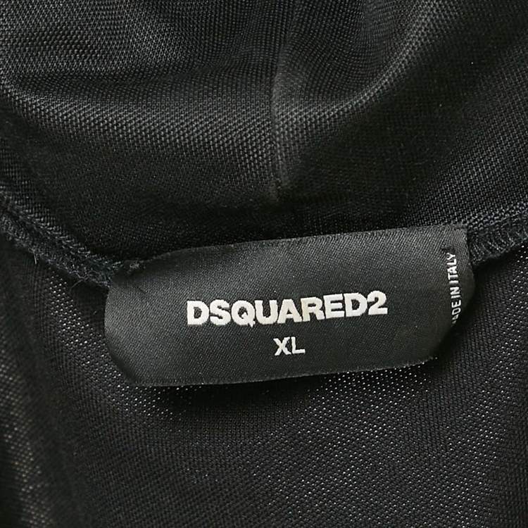 Pre Owned Dsquared2 Black Jersey Zip-Up Hooded Jacket XL