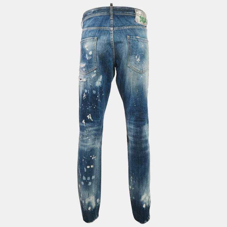 Pre Owned Dsquared2 Blue South Pacific Wash Roadie Denim Cool Guy Jeans L Waist 38"