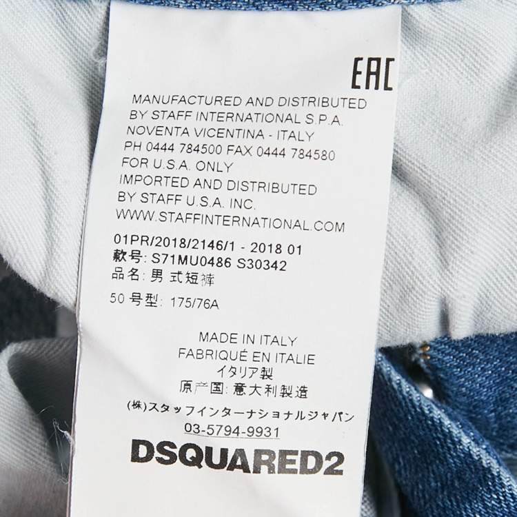 Pre Owned Dsquared2 Blue Distressed Denim Shorts L 