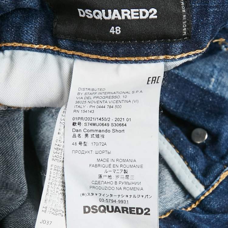 Pre Owned Dsquared2 Blue Distressed Denim Shorts M 