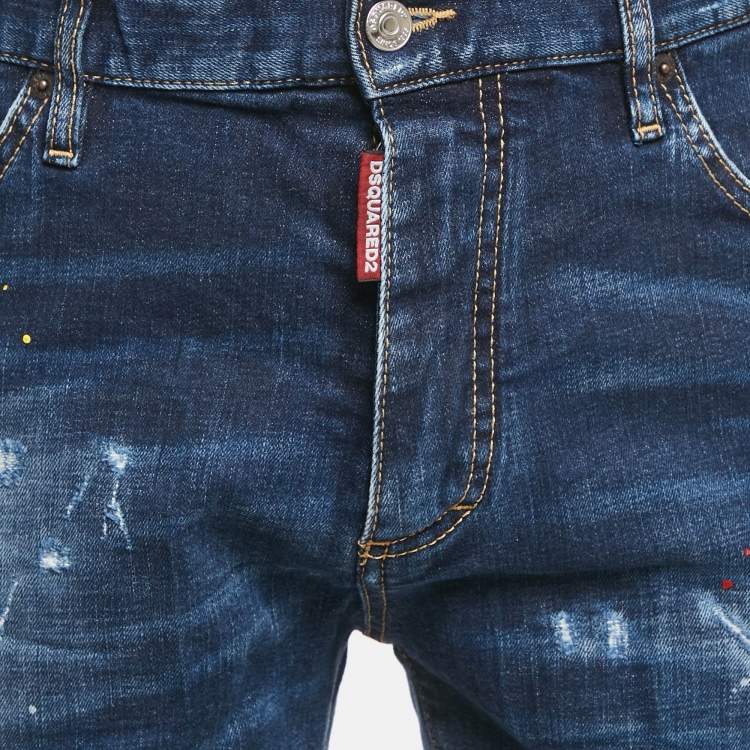 Pre Owned Dsquared2 Blue Distressed Denim Shorts M 
