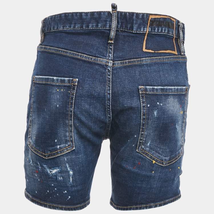 Pre Owned Dsquared2 Blue Distressed Denim Shorts M 