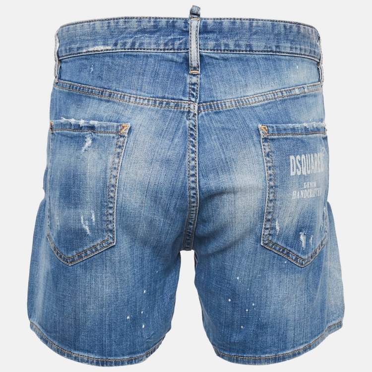 Pre Owned Dsquared2 Blue Distressed Denim Shorts M 