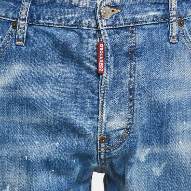 Pre Owned Dsquared2 Blue Distressed Denim Shorts M 