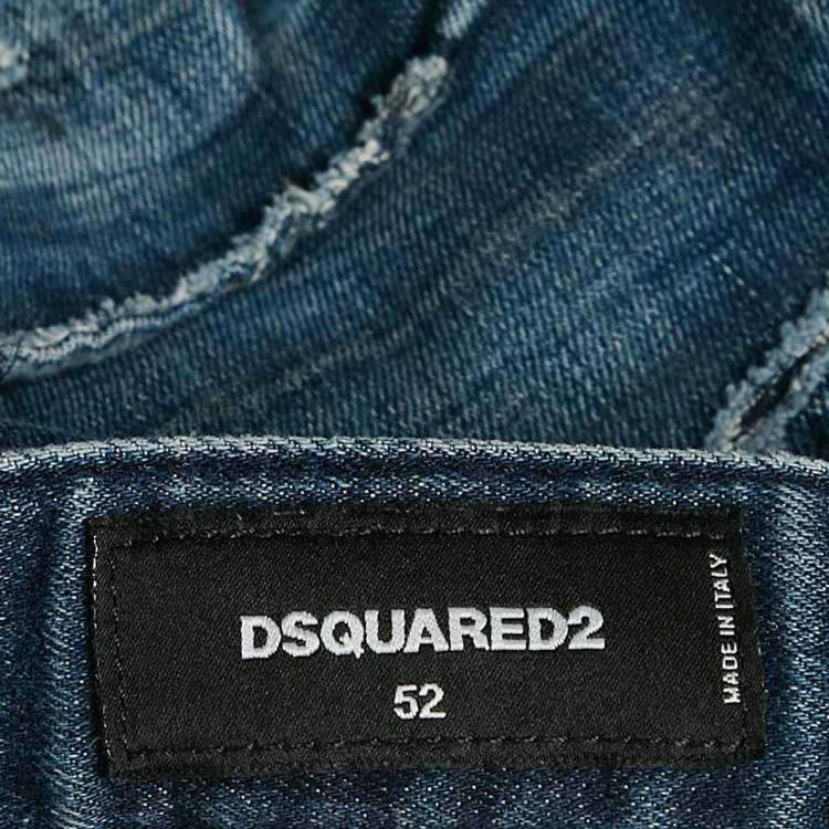 Pre Owned Dsquared2 Blue Distressed Denim Skater Jeans XL Waist 35"