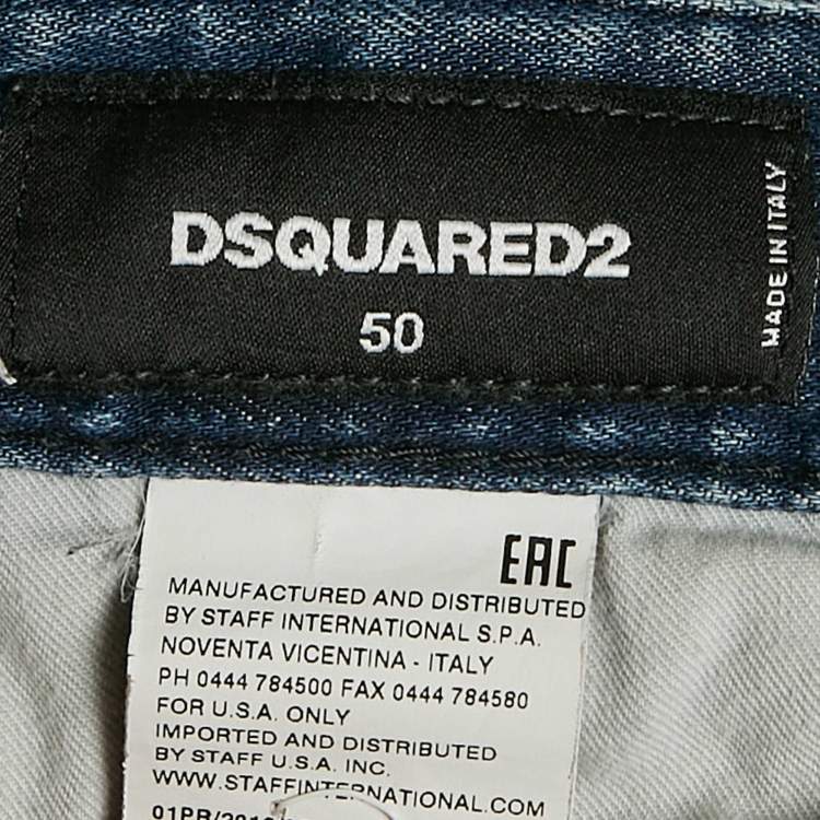 Pre Owned Dsquared2 Blue Distressed Denim Slim Fit Jeans L Waist 50"