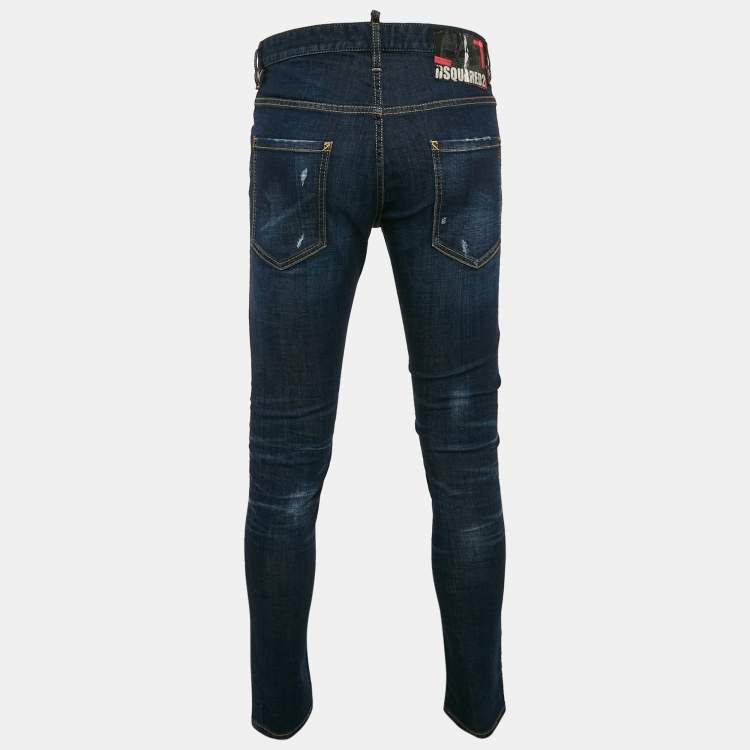 Pre Owned Dsquared2 Blue Faded Denim Skater Jeans L Waist 33"