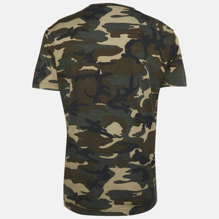Pre Owned Dsquared2 Green Camouflage Print Jersey Crewneck T-Shirt L