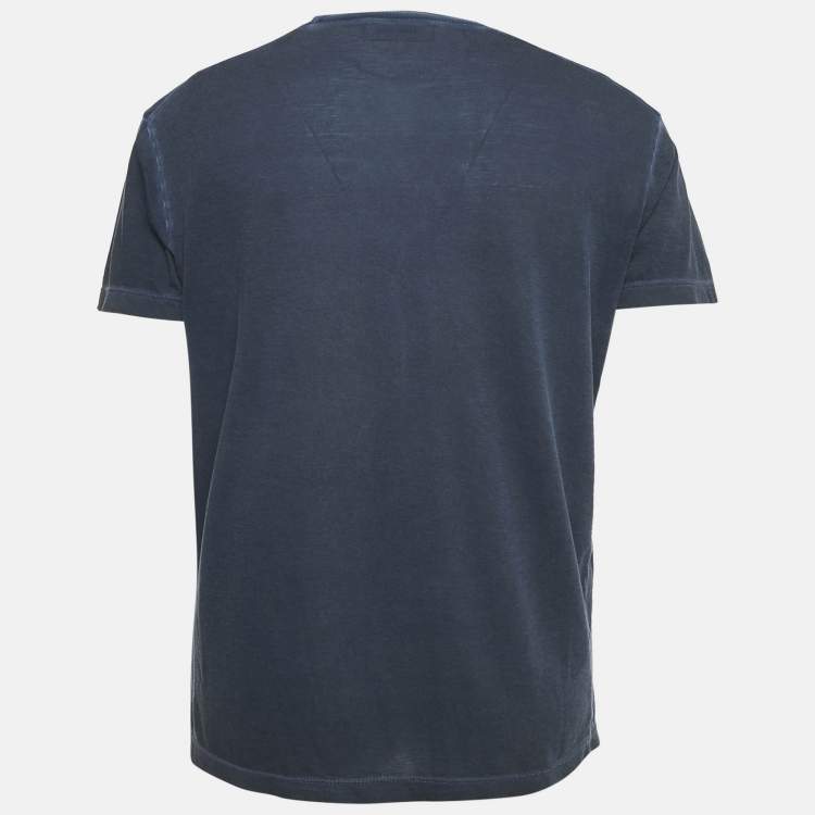 Pre Owned Dsquared2 Blue Printed Jersey Crewneck T-Shirt L