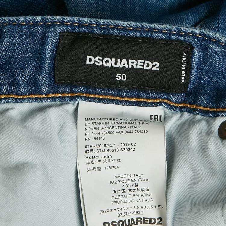 Pre Owned Dsquared2 Blue Distressed Denim Skater Jeans L Waist 35"