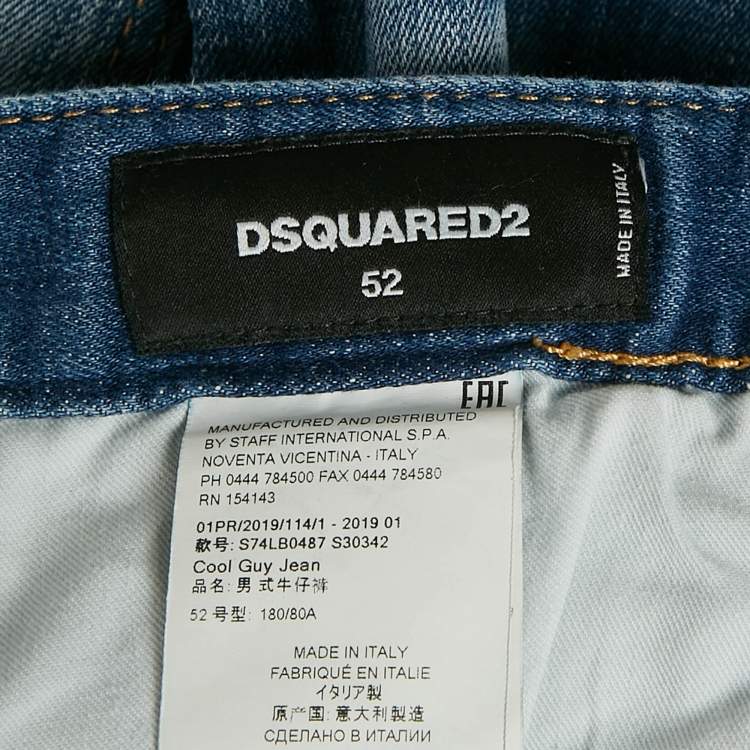 Pre Owned Dsquared2 Blue Distressed Denim Cool Guy Jeans XL Waist 34"