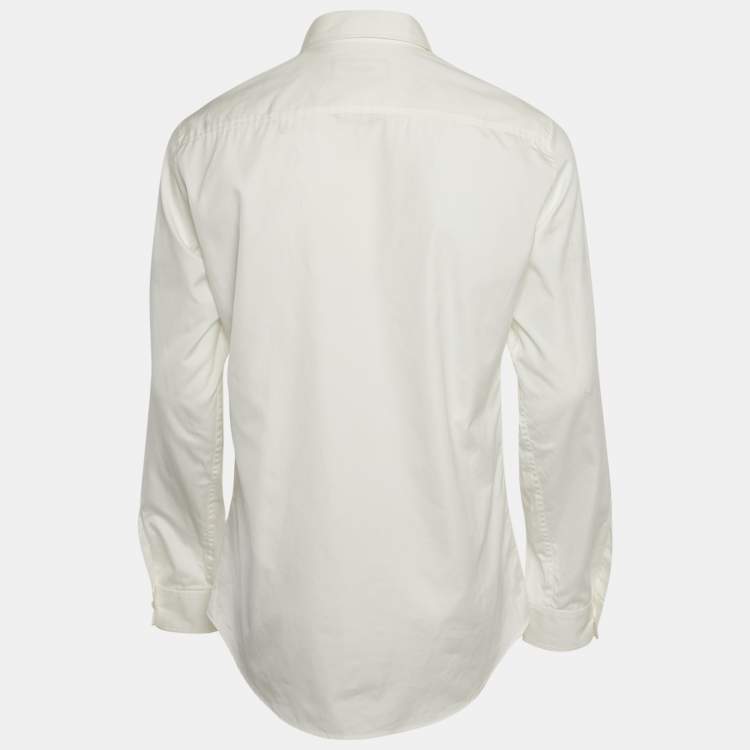 Pre Owned Dsquared2 White Logo Print Cotton Long Sleeve Shirt XL