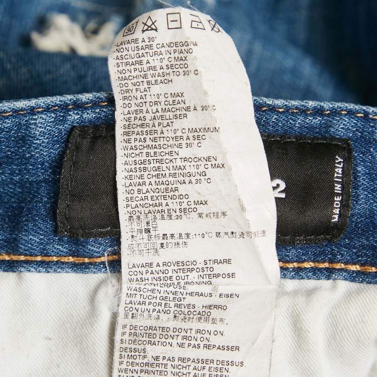 Pre Owned Dsquared2 Blue Distressed Denim Cool Guy Jeans S Waist 30"