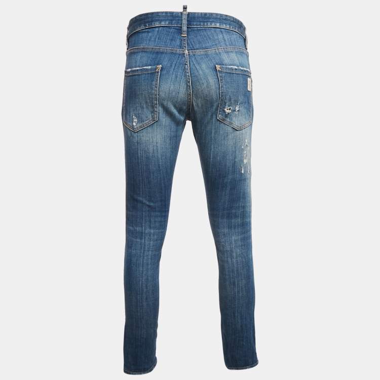 Pre Owned Dsquared2 Blue Distressed Denim Cool Guy Jeans S Waist 30"