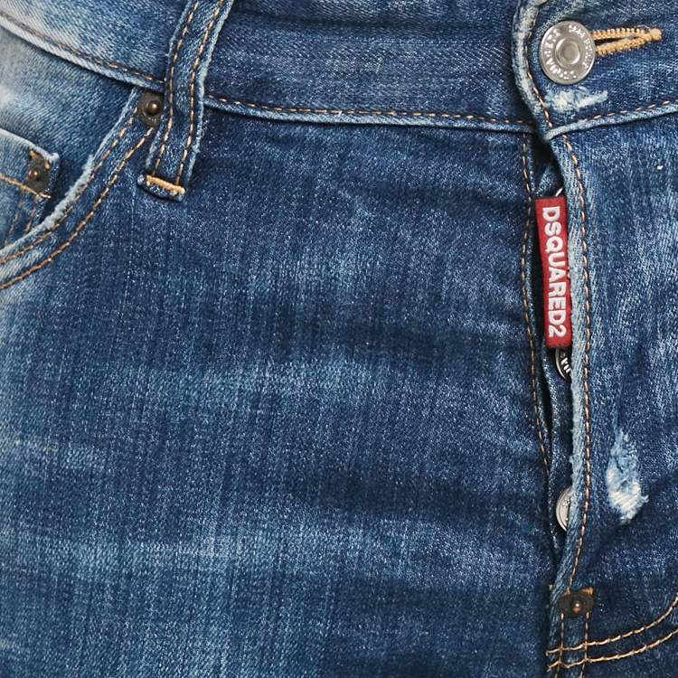 Pre Owned Dsquared2 Blue Distressed Denim Cool Guy Jeans S Waist 30"