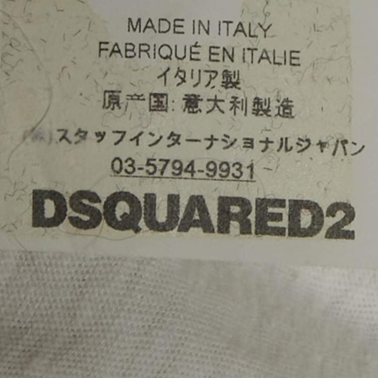 Pre Owned Dsquared2 White Cotton Ruffle Detail Polo T-Shirt M