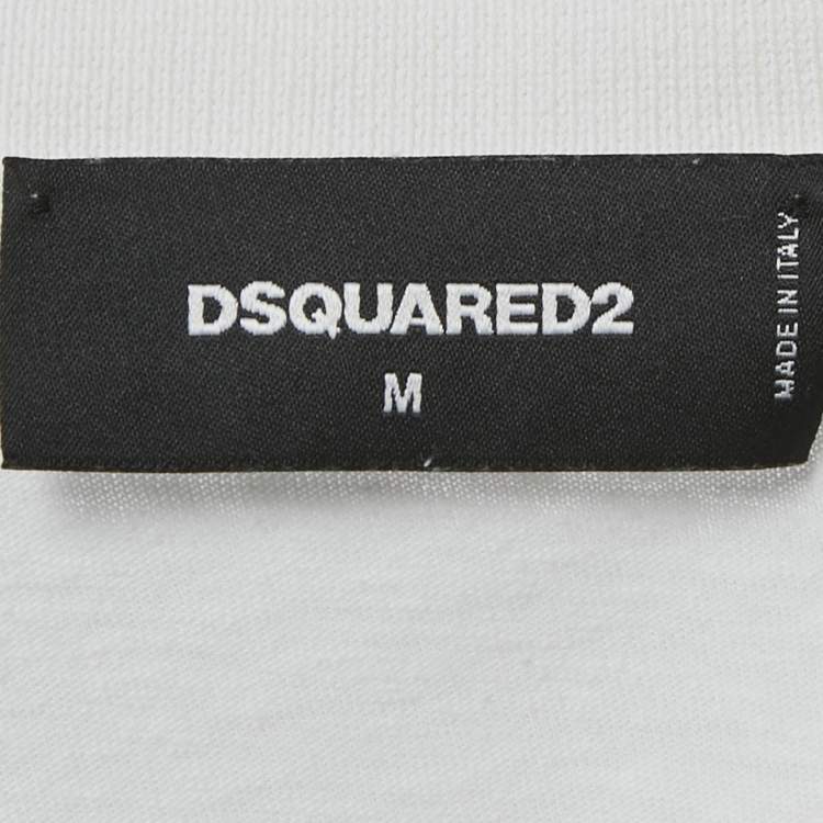 Pre Owned Dsquared2 White Cotton Ruffle Detail Polo T-Shirt M