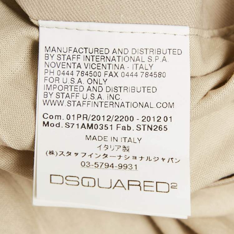 Pre Owned Dsquared2 Beige Cotton and Pu Zip-Up Jacket L