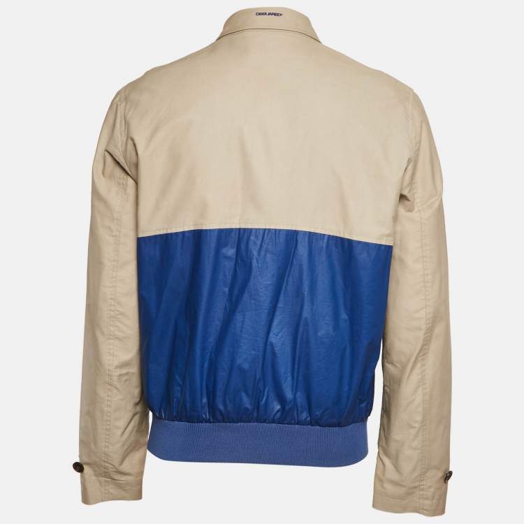 Pre Owned Dsquared2 Beige Cotton and Pu Zip-Up Jacket L