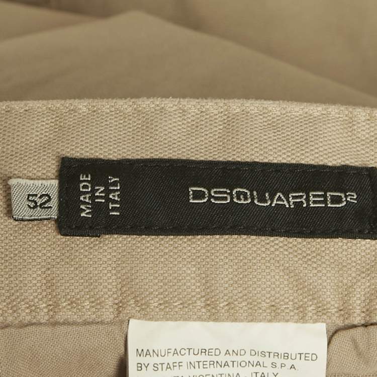 Pre Owned Dsquared2 Beige Cotton Straight Fit Trousers XL 