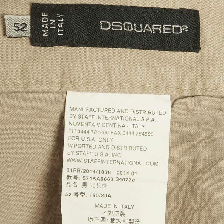 Pre Owned Dsquared2 Beige Cotton Straight Fit Trousers XL 