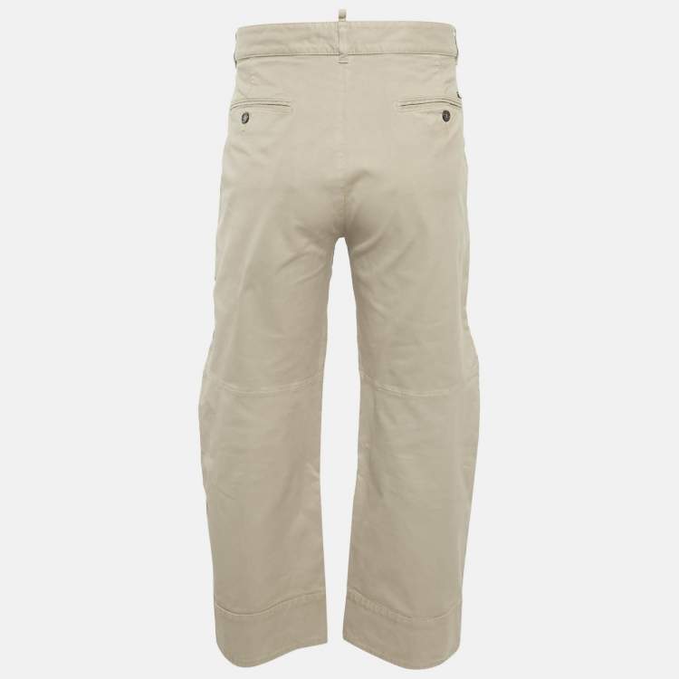 Pre Owned Dsquared2 Beige Cotton Straight Fit Trousers XL 