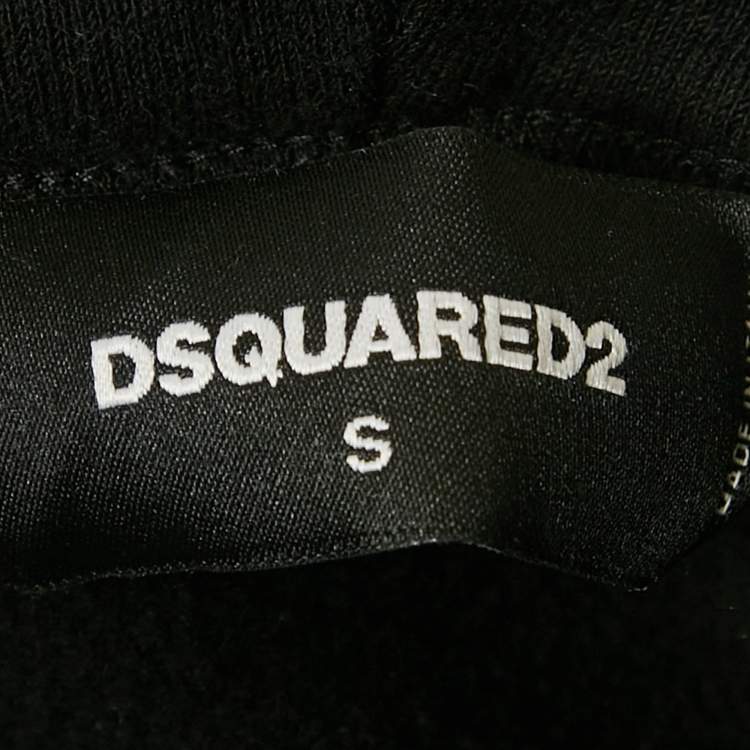 Pre Owned Dsquared2 Black Logo Print Cotton Cool Fit Hoodie S