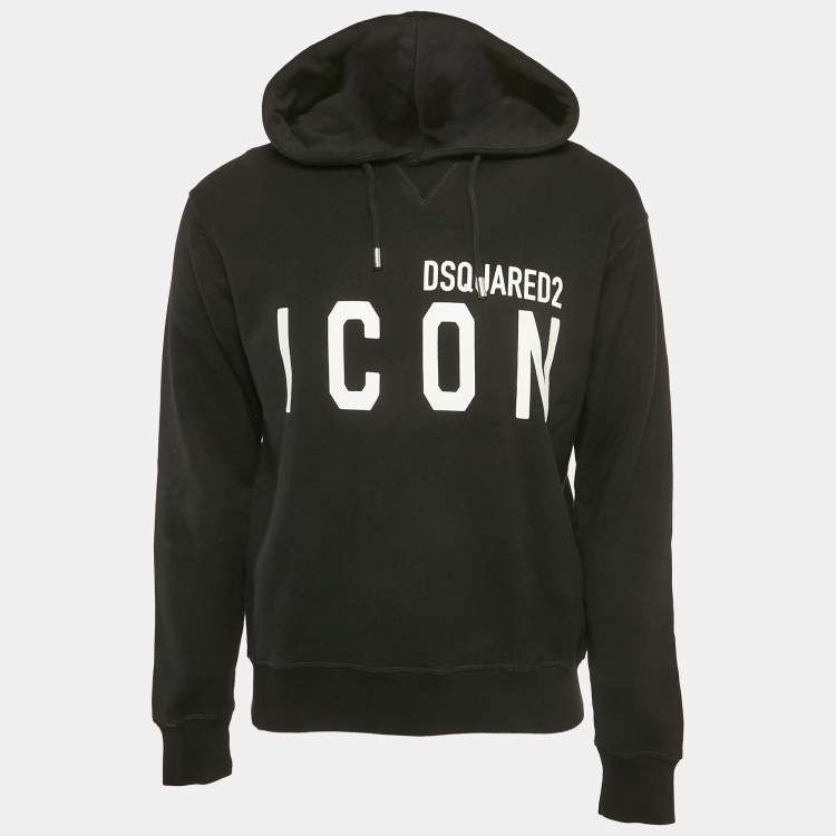 パーカー・フーディ Dsquared2 Black Cotton Cool Fit Hoodie With Embroidery Dsquared2 Black Cotton Cool Fit Hoodie With Embroidery | THE