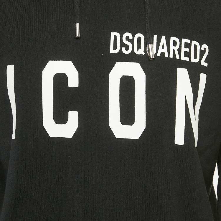 Pre Owned Dsquared2 Black Logo Print Cotton Cool Fit Hoodie S
