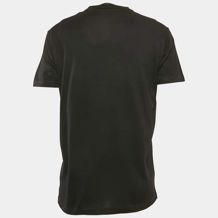Pre Owned Dsquared2 Black Logo Print Cotton Crew Neck T-Shirt L
