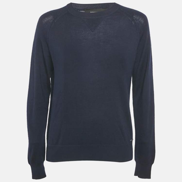 Pre Owned Dsquared2 Blue Cashmere Long Sleeve Sweater M