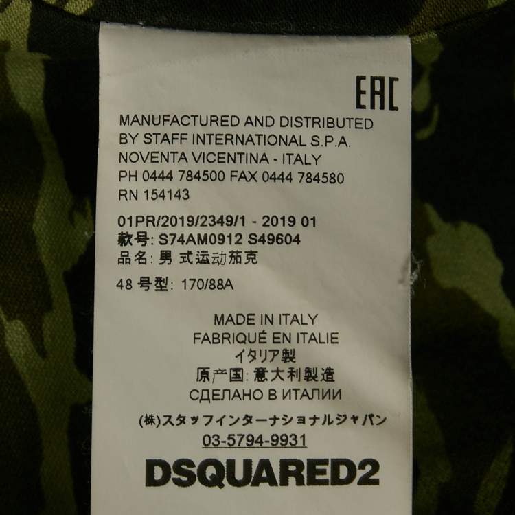 Pre Owned Dsquared2 Black/Green Camouflage Print Cotton & Nylon Bomber Jacket M