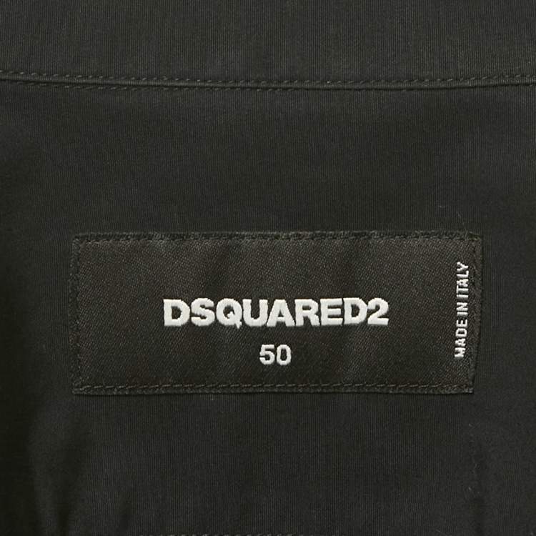 Pre Owned Dsquared2 Black Cotton Zipper Detail Cotton Shirt L
