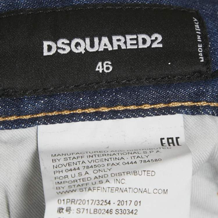 Pre Owned Dsquared2 Blue Distressed Denim Applique Glam Head Jeans S Waist 31"