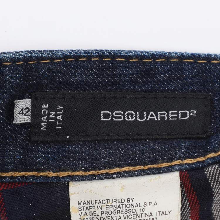 Pre Owned Dsquared2 Indigo Blue Denim Distressed Jeans L