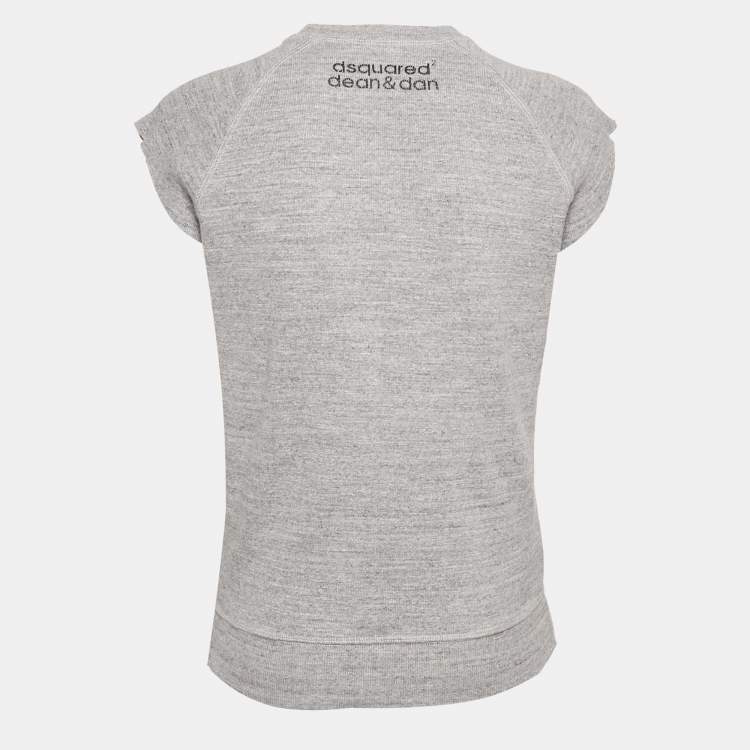 Pre Owned Dsquared2 Grey Printed Cotton Knit Vest XS