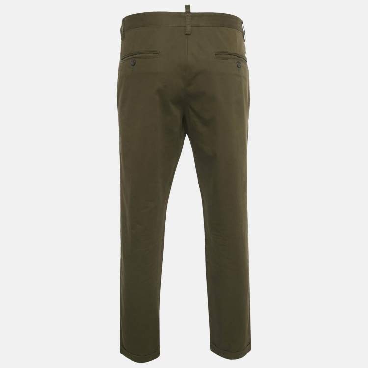 Pre Owned Dsquared2 Olive Green Cotton Trousers XL