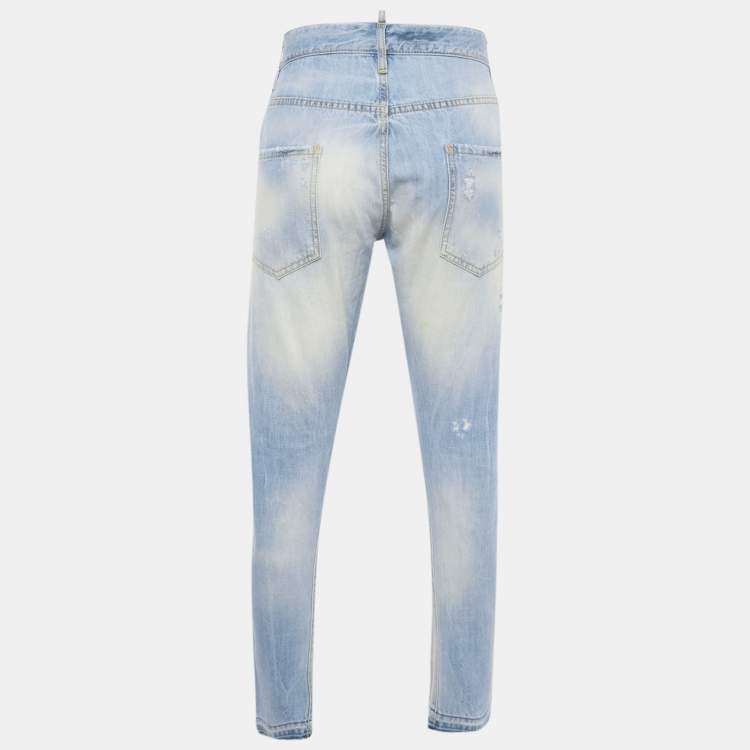 Pre Owned Dsquared2 Blue Distressed Denim Jeans L Waist 36"