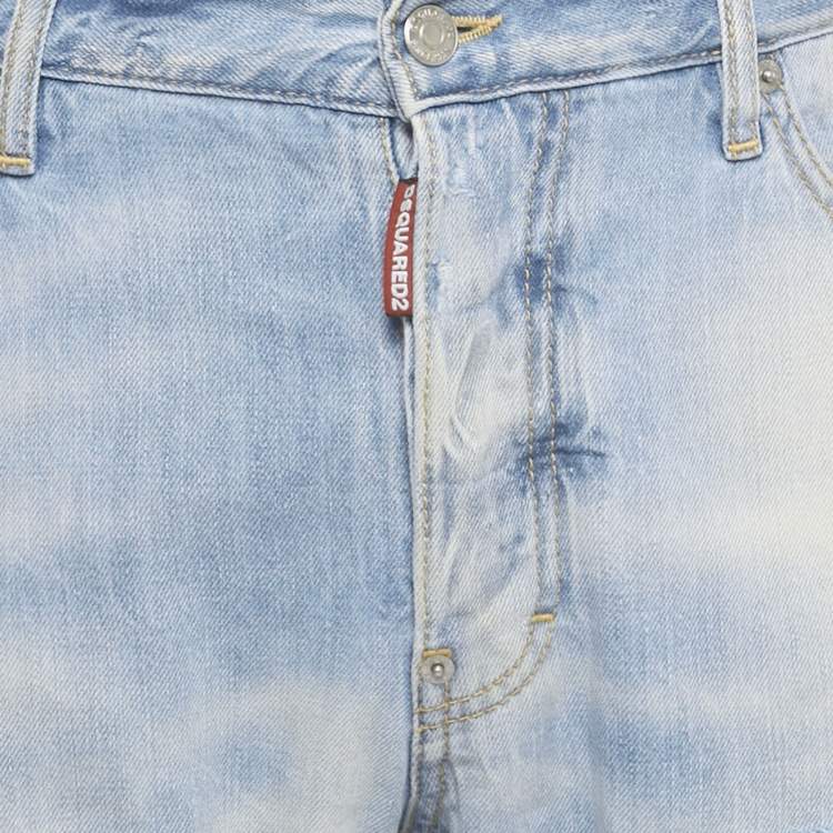 Pre Owned Dsquared2 Blue Distressed Denim Jeans L Waist 36"
