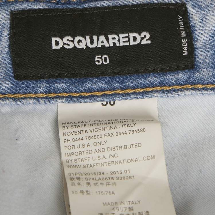 Pre Owned Dsquared2 Blue Distressed Denim Jeans L Waist 36"