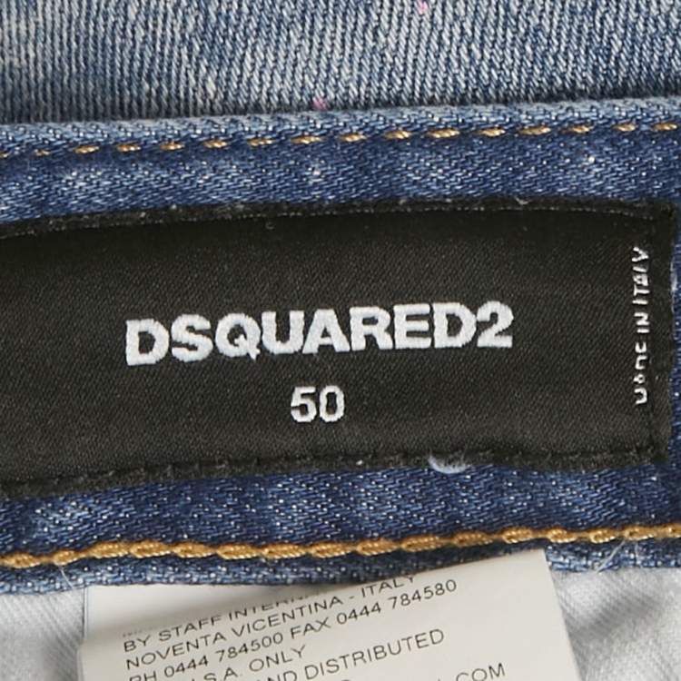 Pre Owned Dsquared2 Blue Distressed Denim Cool Guy Jeans L Waist 36"