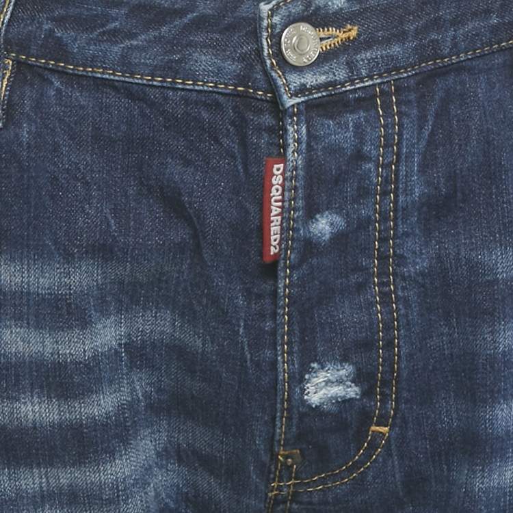 Pre Owned Dsquared2 Blue Distressed Denim Classic Kenny Twist Jeans L Waist 36"